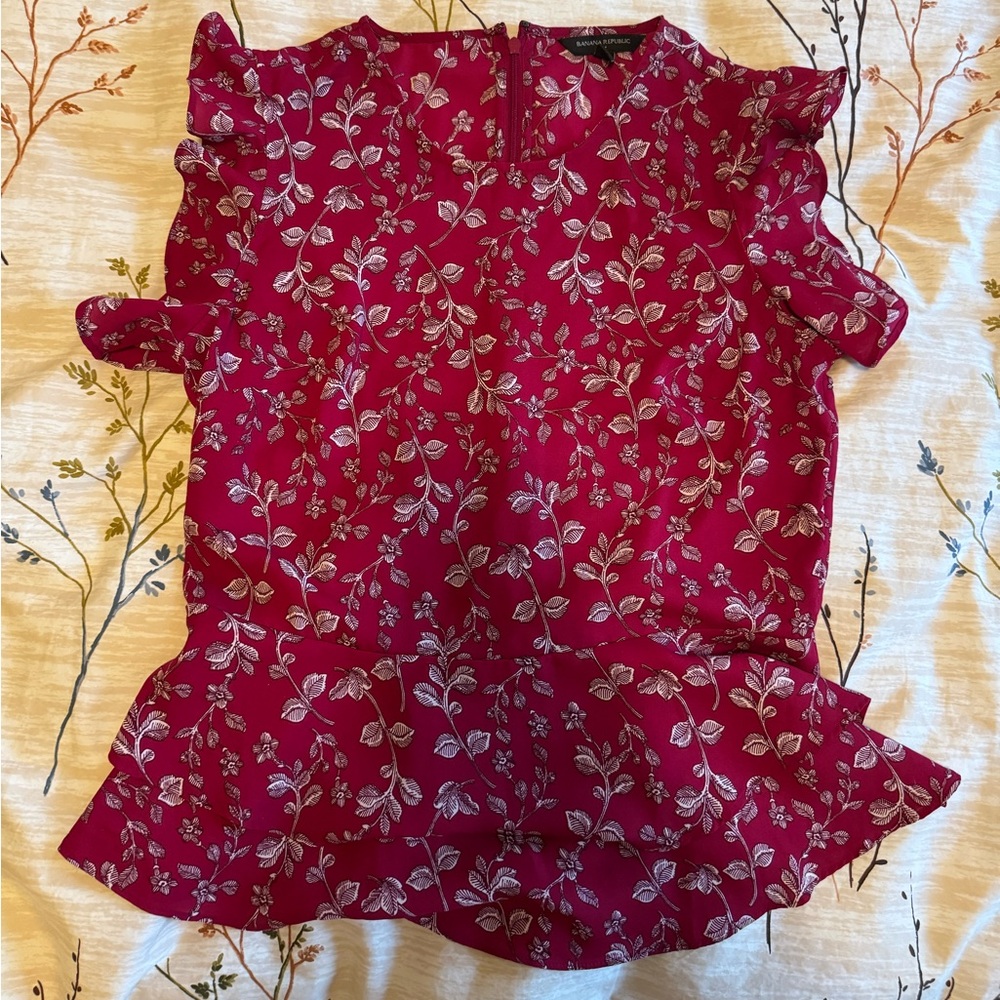 Banana Republic Red Floral Blouse